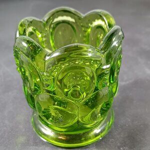 LE Smith Moon and Stars Green Glass Toothpick Holder